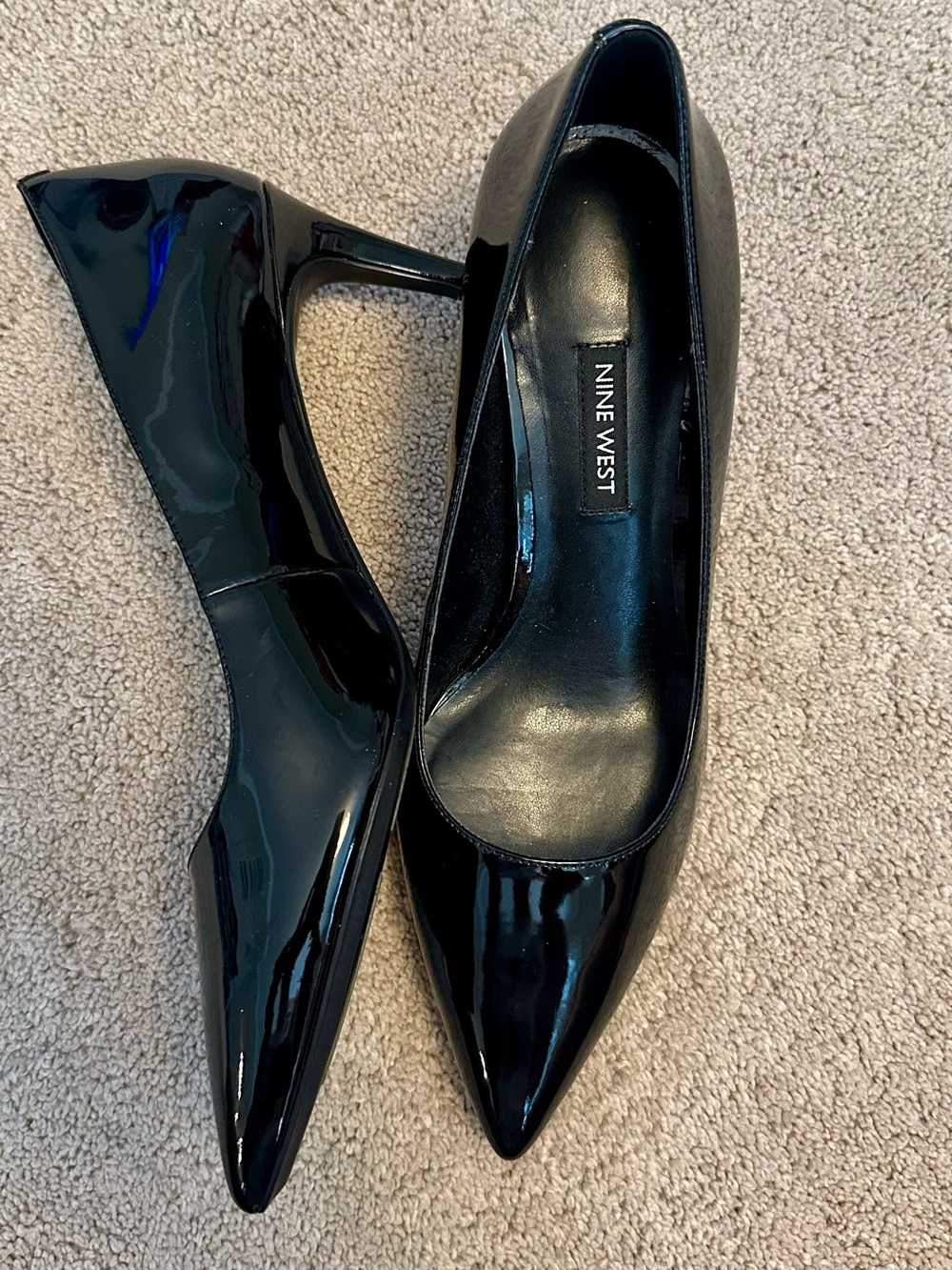 Nine West Black Patent Pointed Toe Stiletto Pumps